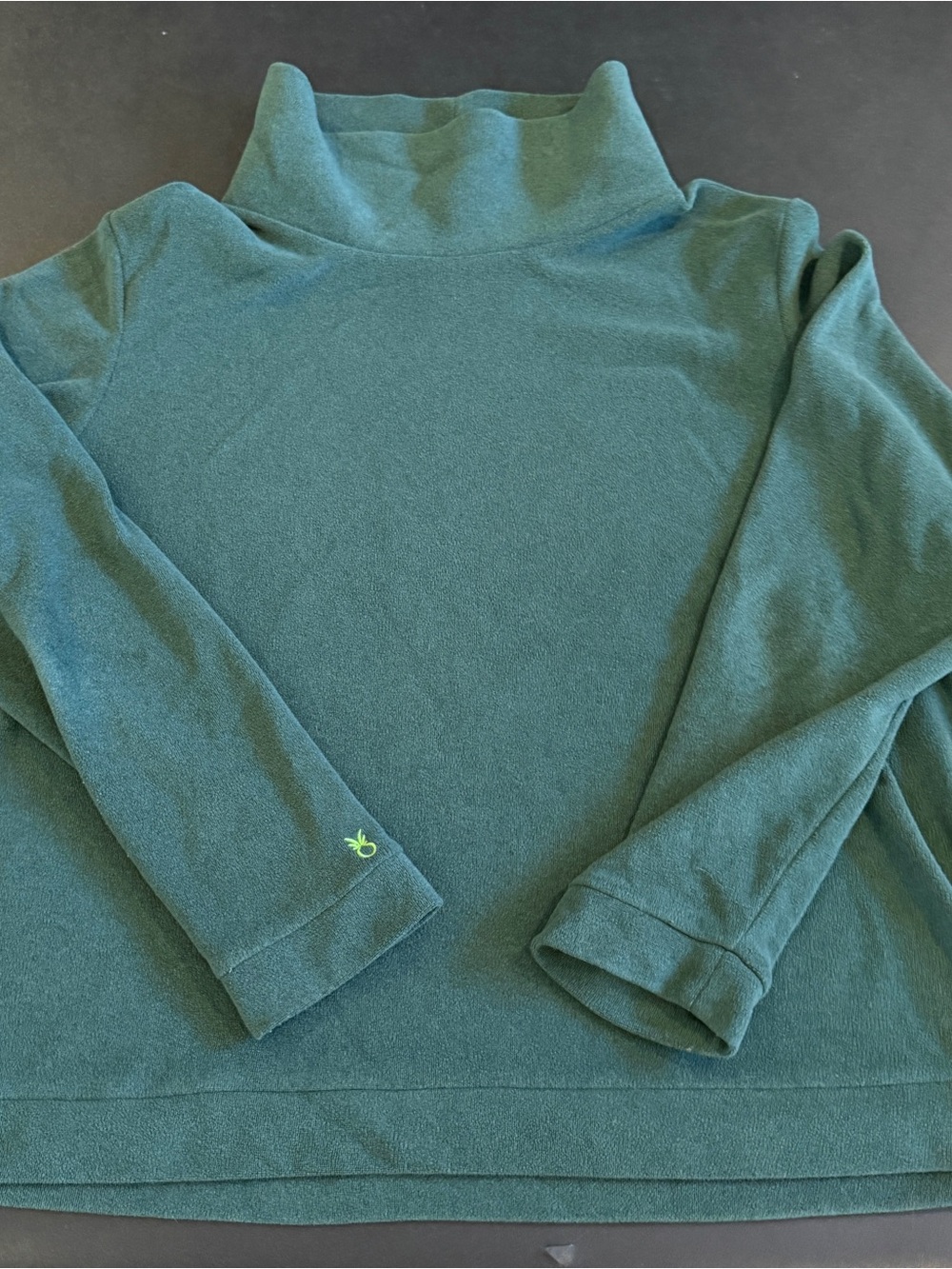 Dudley Stephens Terry Fleece Green Turtleneck Sweater